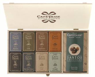 Drevenný box s miničokoládkami a kávovým zrnom 385 gr.